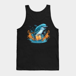 Dolphin playing drums Tank Top